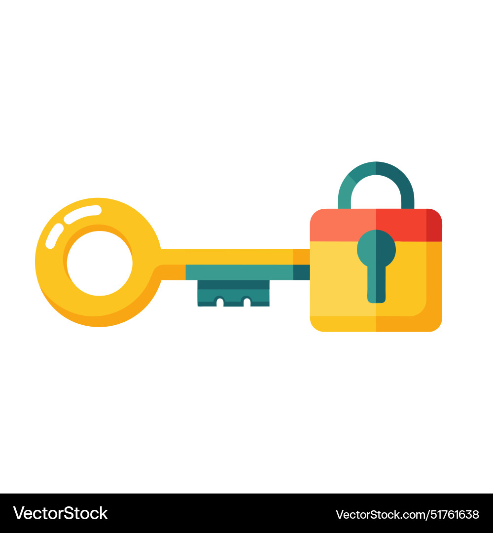 Lock with key isolated flat Lock with key isolated flat vector image