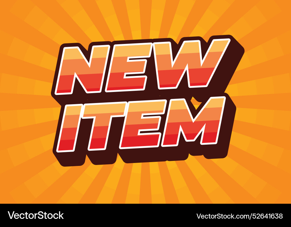 New item text effect in 3d style for print ad New item text effect in 3d style for print ad vector image
