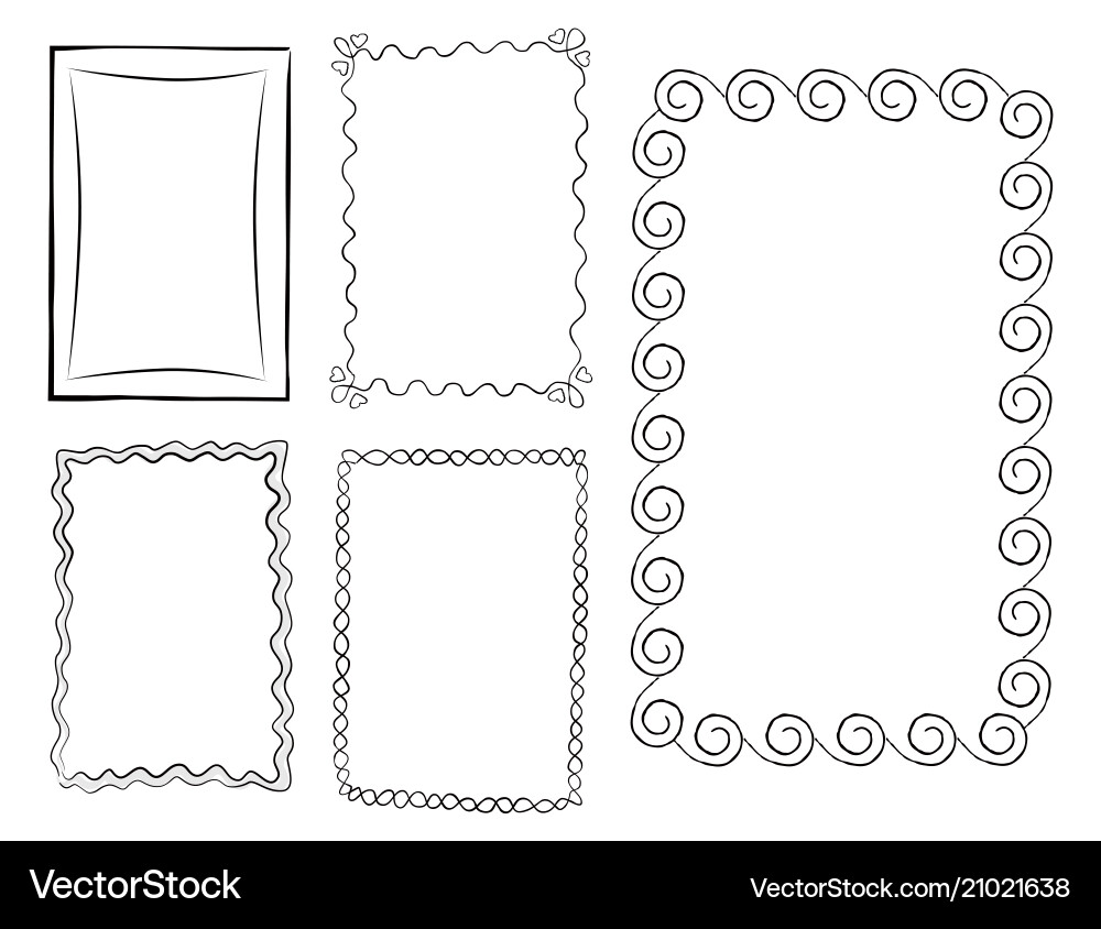 Ornate Line Art Frame Set vector image