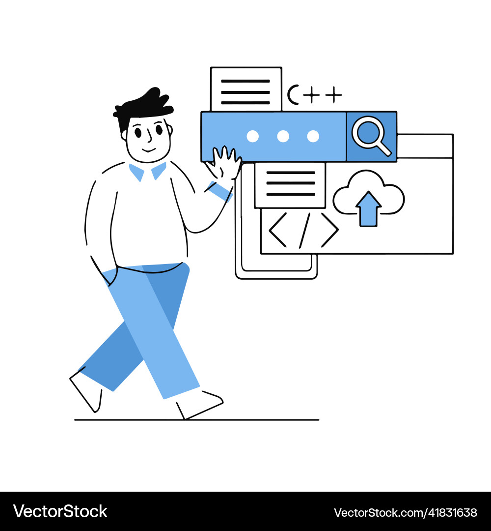 Programmer works with code Programmer works with code vector image