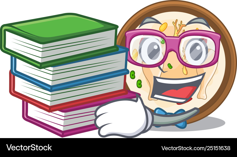 Schüler mit Buch Samgyetang in einem Karikatur Schüler mit Buch Samgyetang in einem Karikatur vektorbild