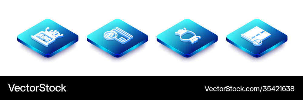 Set isometric line computer api interface credit Vector Image