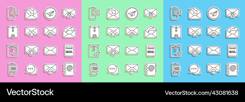 Set line address book mail box outgoing Set line address book mail box outgoing vector image