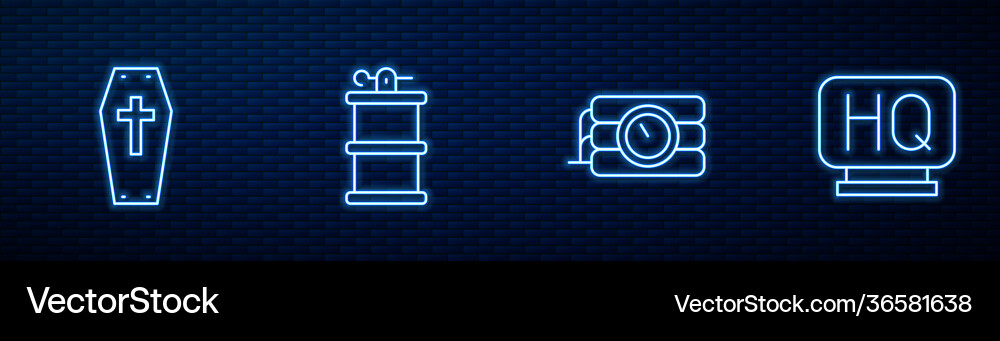 Set line dynamite and timer clock coffin Set line dynamite and timer clock coffin vector image
