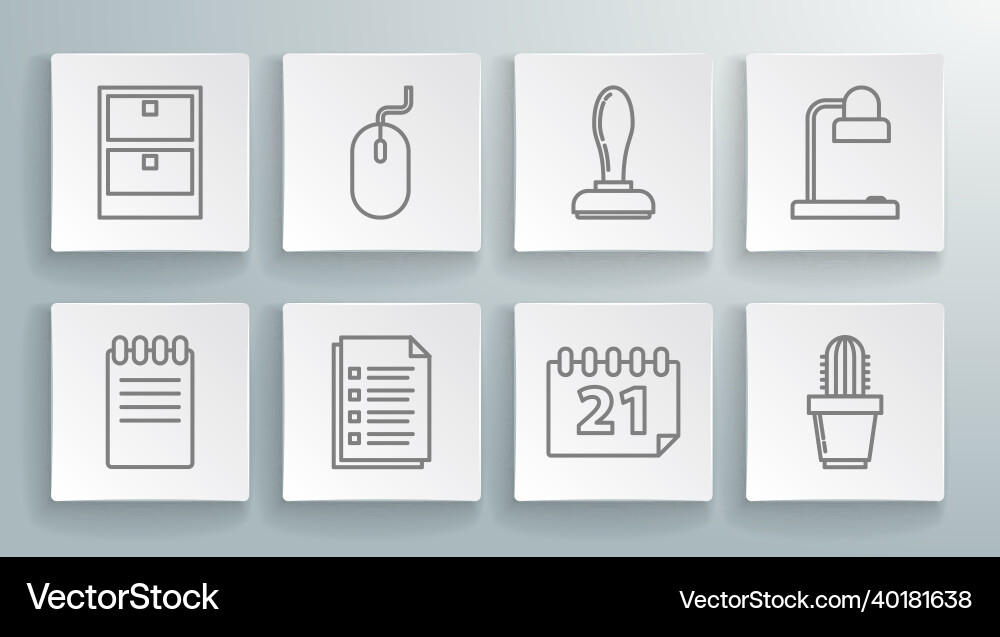 Set line notebook computer mouse file document Set line notebook computer mouse file document vector image