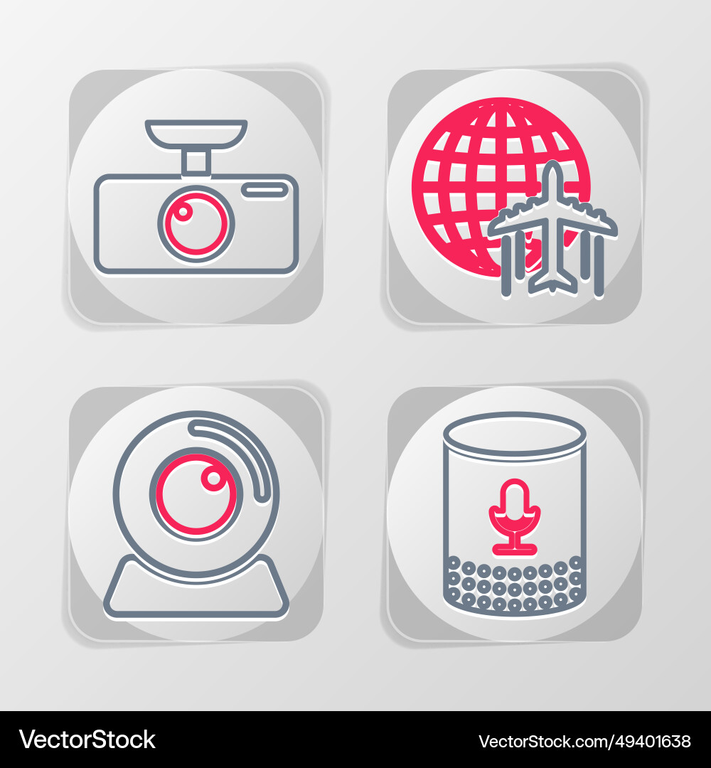 Set line voice assistant web camera globe Set line voice assistant web camera globe vector image