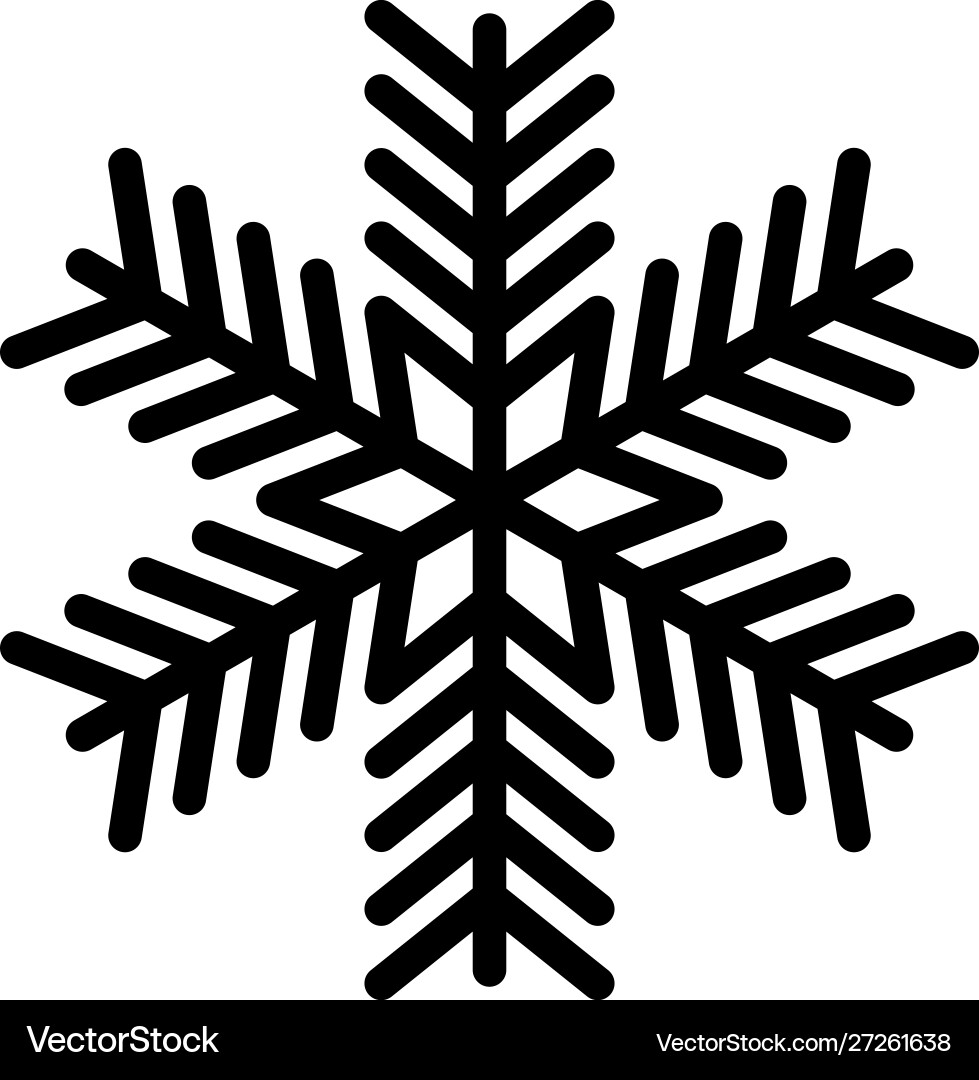 Simple black snowflake with rounded corners Simple black snowflake with rounded corners vector image