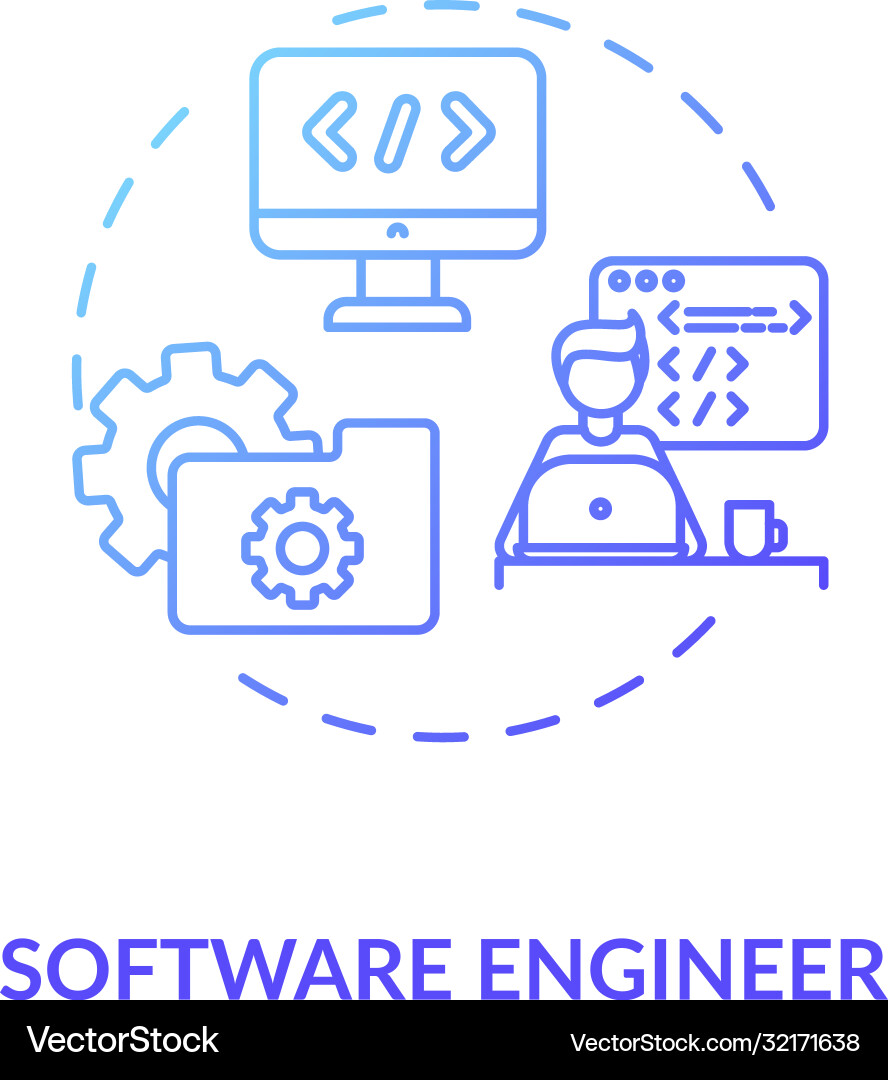 Software-Ingenieur blau Gradienten-Konzept Icon Software-Ingenieur blau Gradienten-Konzept Icon vektorbild