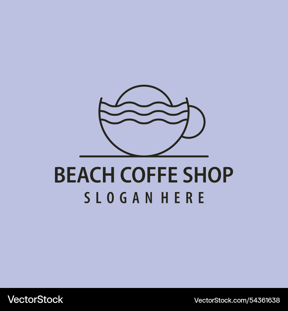 Strand Kaffee Logo Linie Kunst Icon Design Strand Kaffee Logo Linie Kunst Icon Design Vektorbild