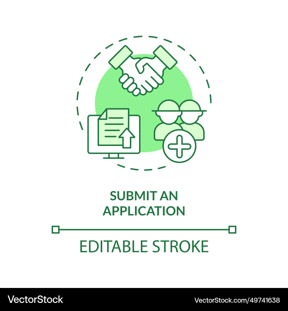 Thin line green submit an application icon concept Thin line green submit an application icon concept vector image