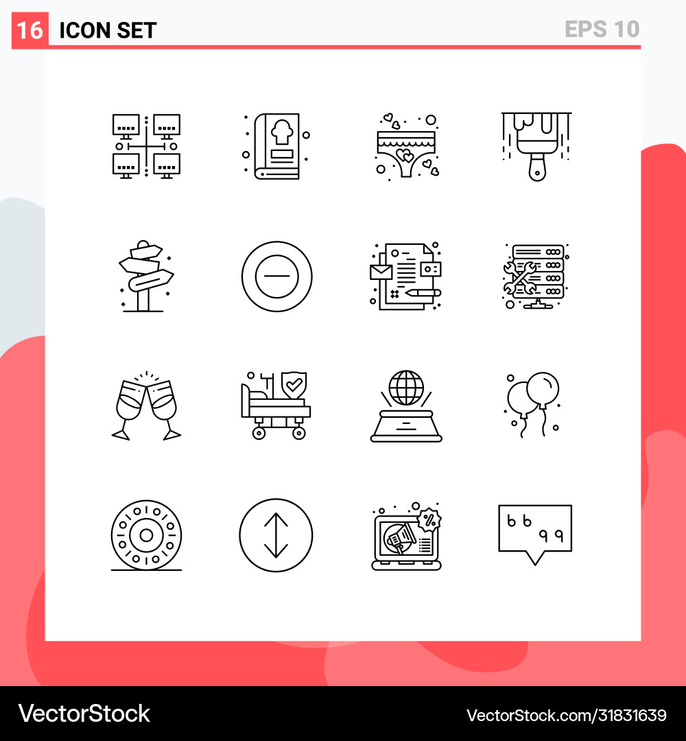 16 universal outlines set for web and mobile Vector Image