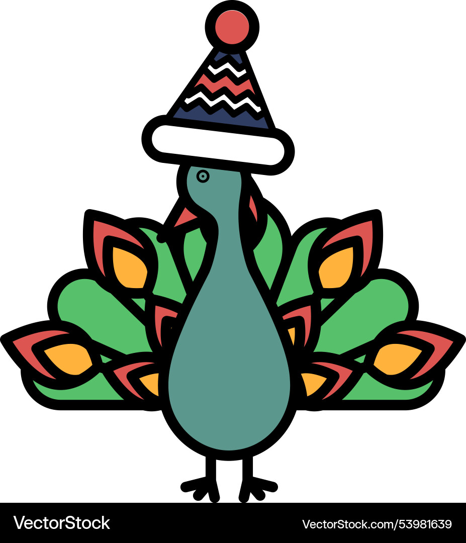 A cartoon bird wearing hat and green feathery A cartoon bird wearing hat and green feathery vector image
