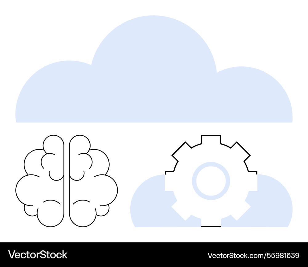 Cloud computing concept with brain and gear icons Cloud computing concept with brain and gear icons vector image