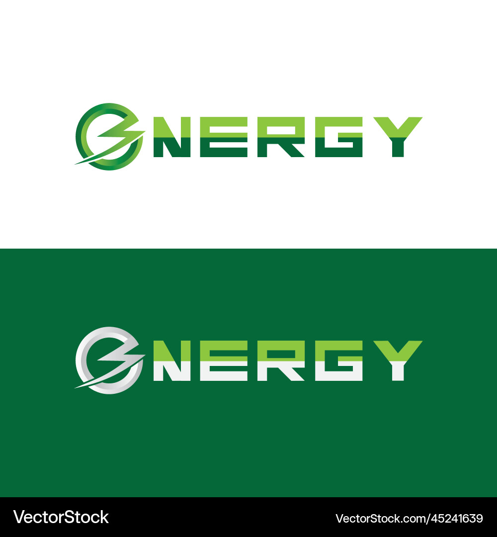 Energy text font dynamic logo with lightning Vector Image