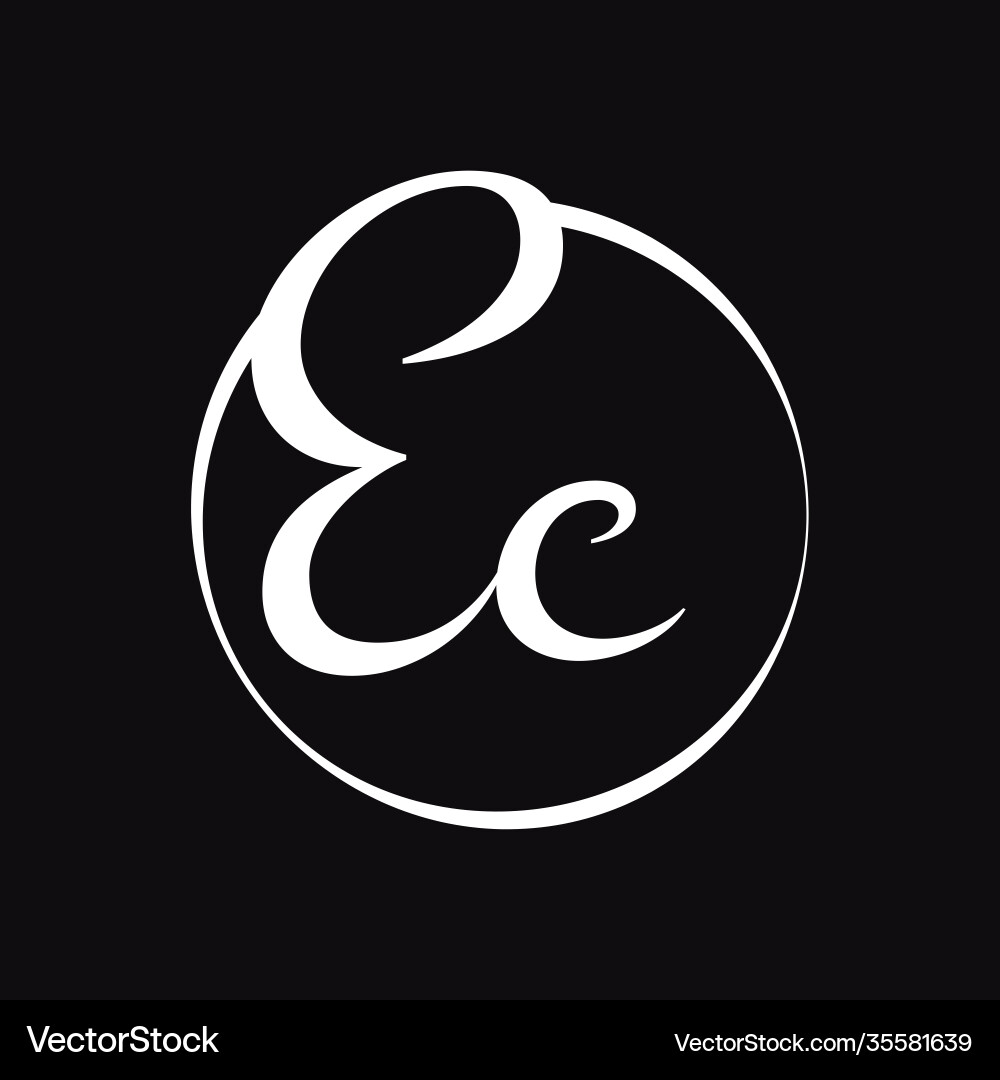 Initial ec script letter type logo design Initial ec script letter type logo design Vector Image