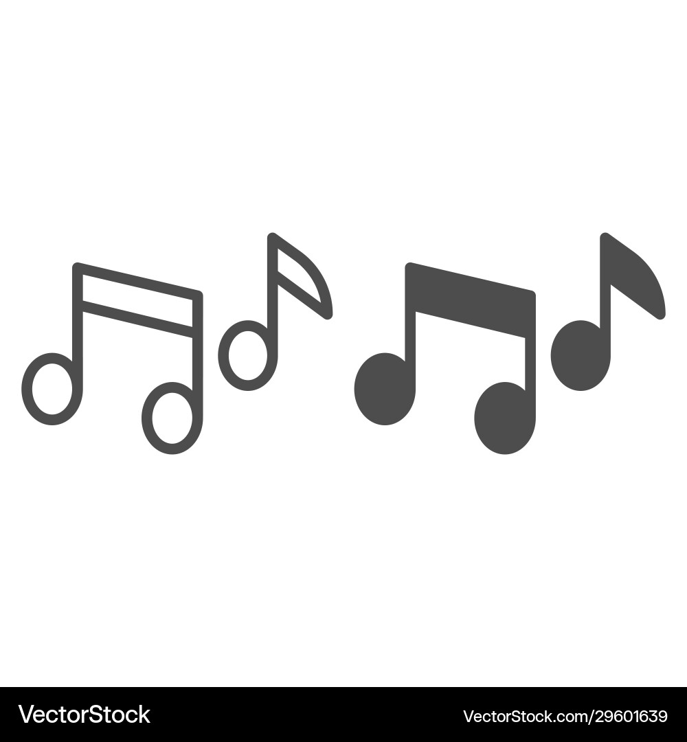 Notes line and solid icon multiple musical note Vector Image