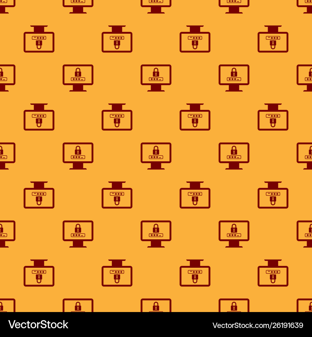Red monitor with password notification and lock Red monitor with password notification and lock vector image