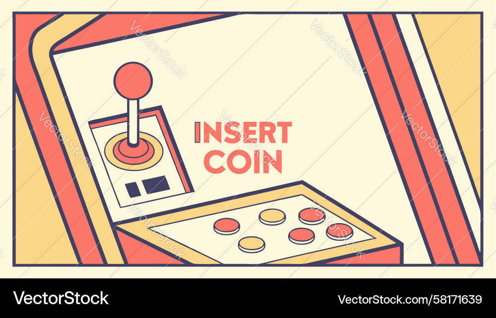 Retro Arcade Insert Coin Screen Vector Image