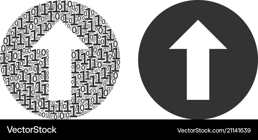 Rounded arrow collage of binary digits vector image