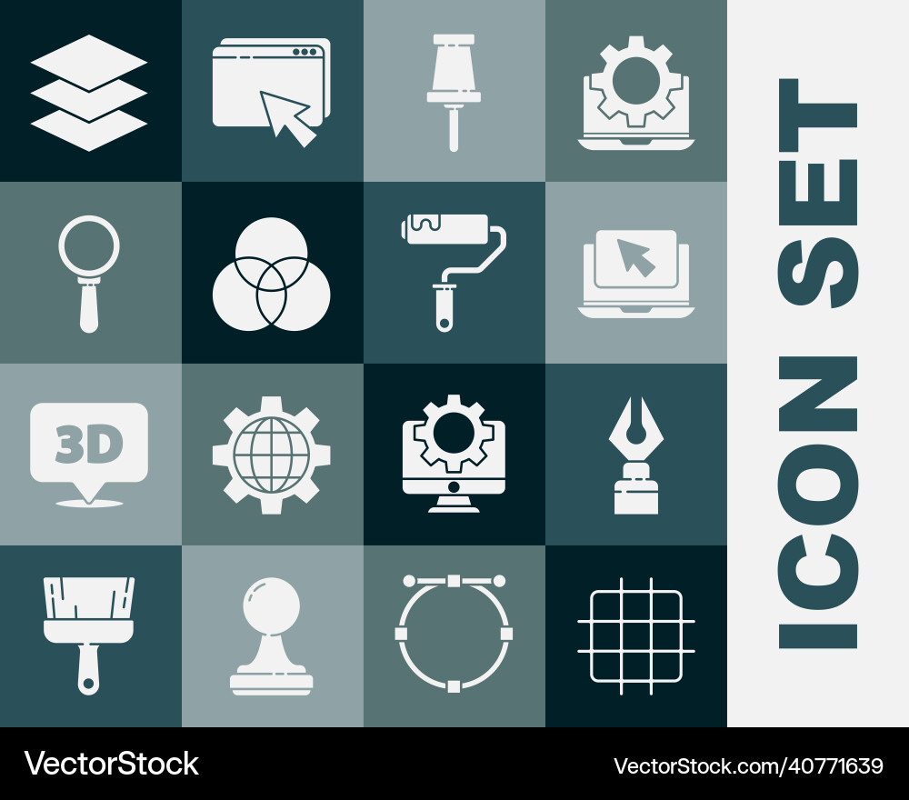 Set grid graph paper fountain pen nib laptop vector image