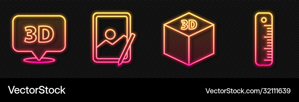 Set line isometric cube speech bubble with text Set line isometric cube speech bubble with text vector image