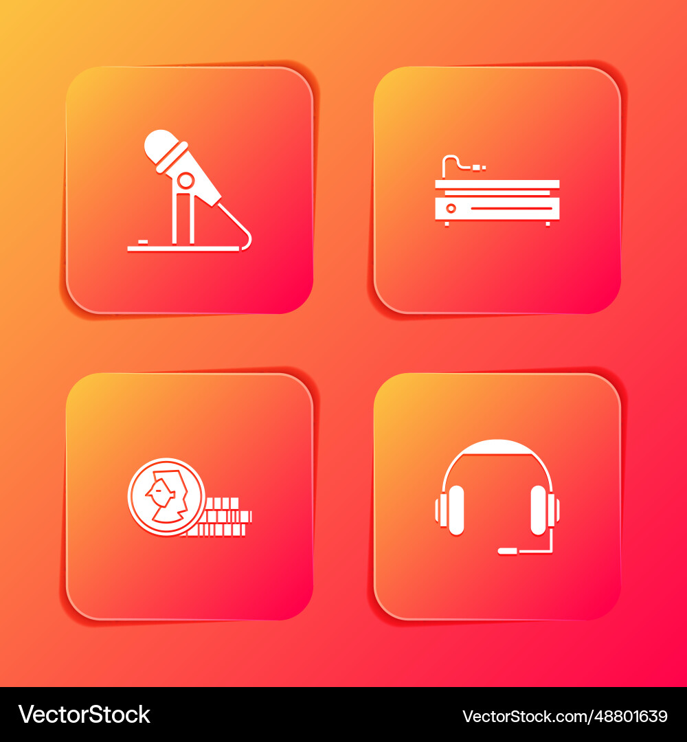 Set microphone video game console coin Set microphone video game console coin vector image