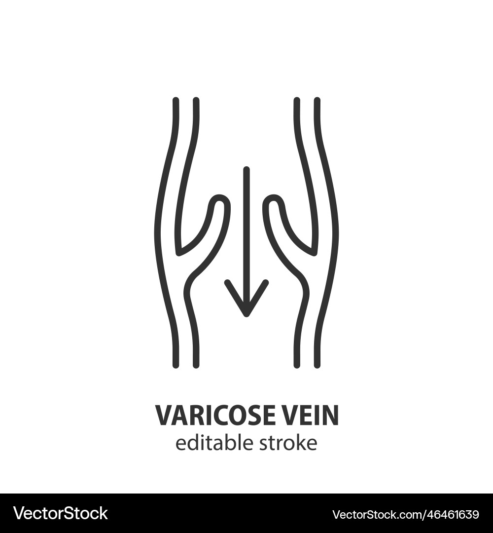 Varicose veins line icon venous circulation Varicose veins line icon venous circulation vector image