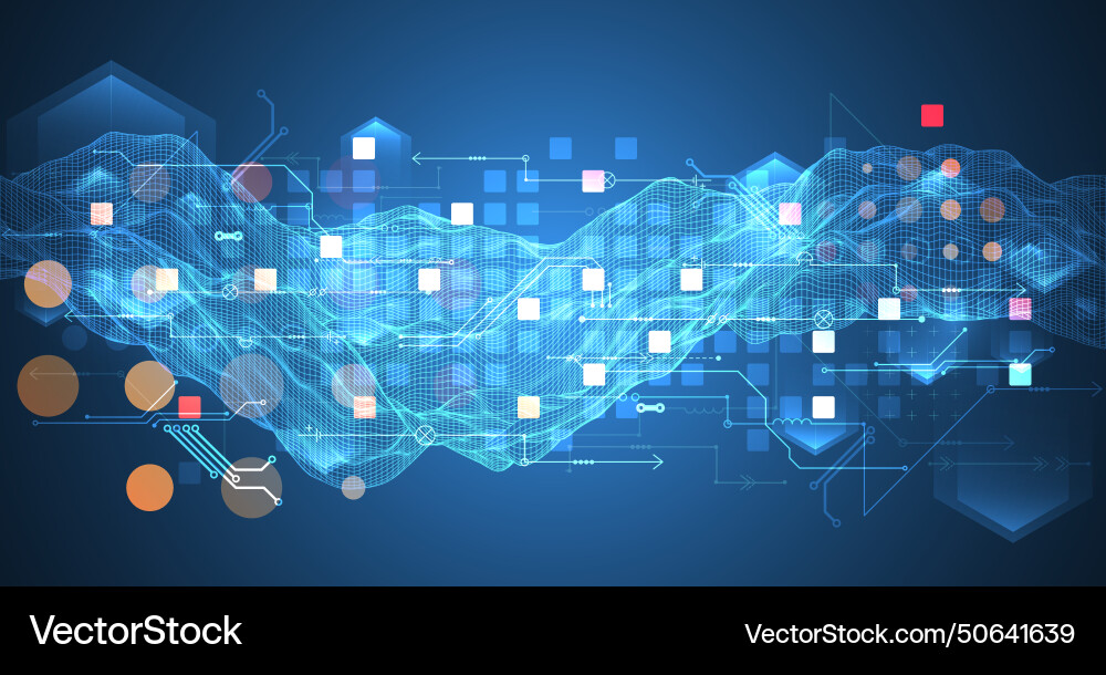 Wireframe big data concept abstract digital Wireframe big data concept abstract digital vector image