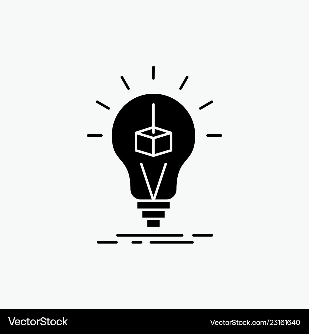 3d cube idea bulb printing box glyph icon isolated Vector Image