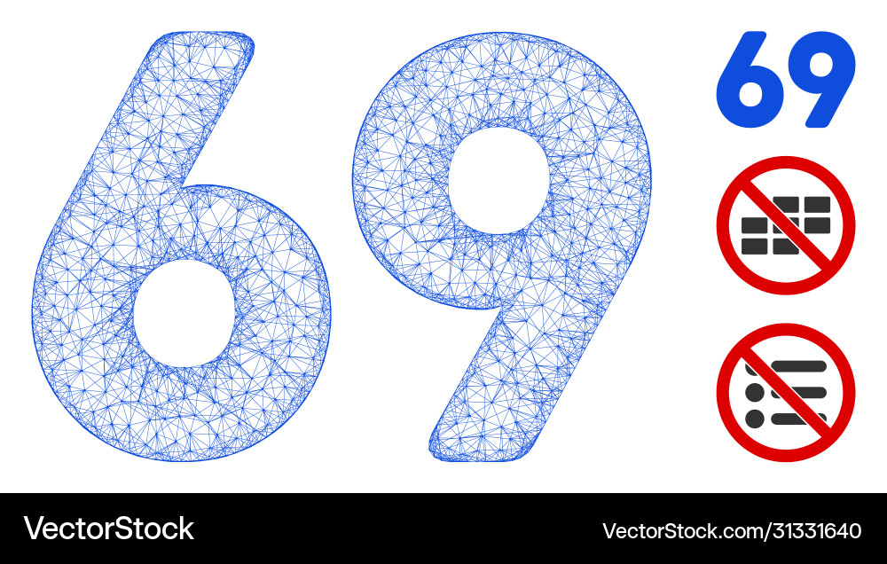 69 digits text web mesh 69 digits text web mesh Vector Image