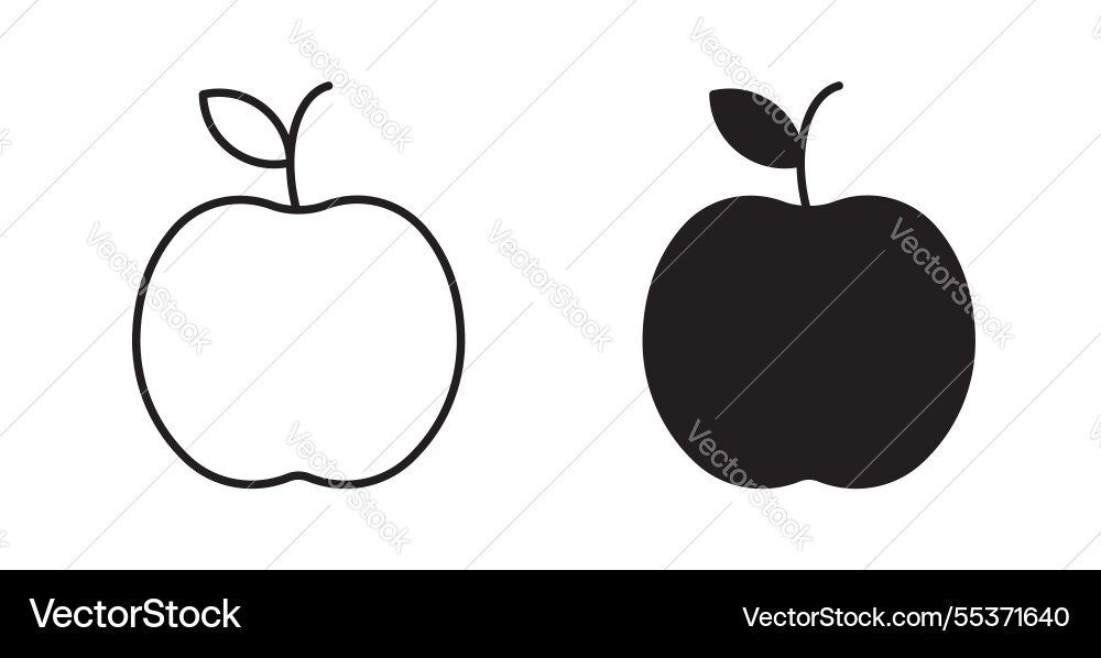 Apple icon set in thin line for web Vector Image