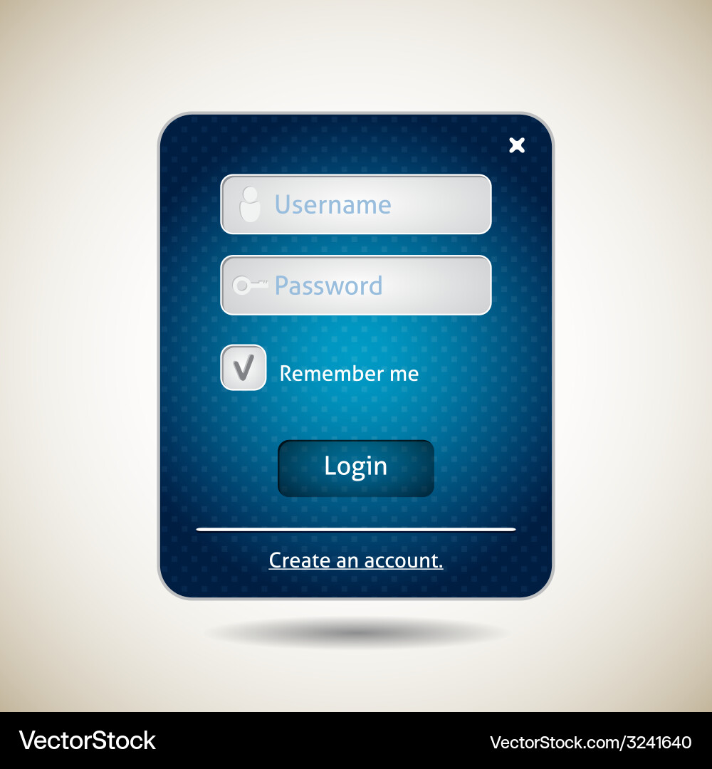 Blue Login Form UI vector image