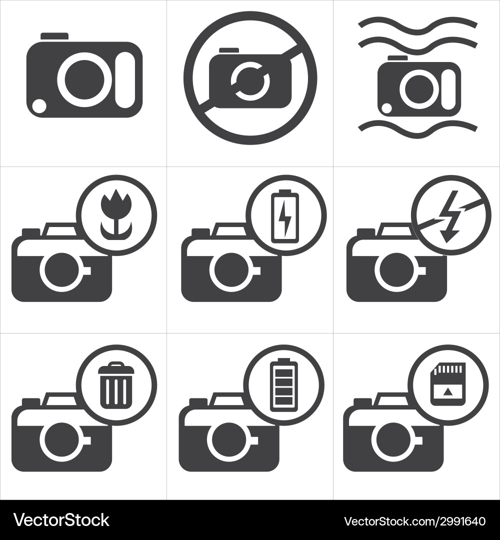 Camera Icon Set - Digital & Analog Vector Image