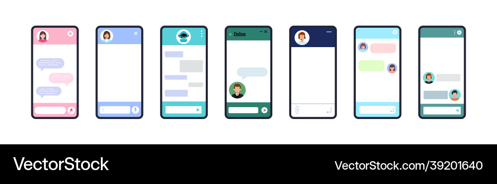 Chat bot dialoge windows on smartphone screen flat Chat bot dialoge windows on smartphone screen flat vector image