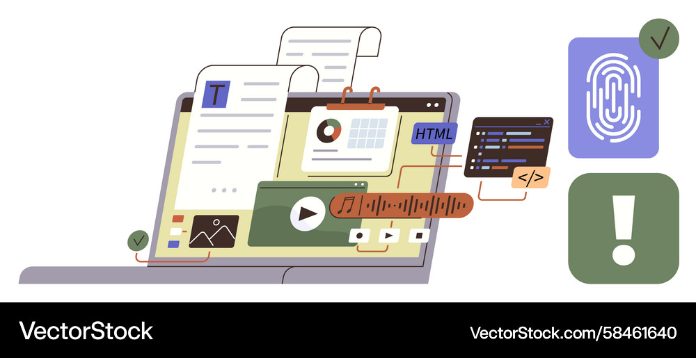 Digital Content & Analytics Vector Image
