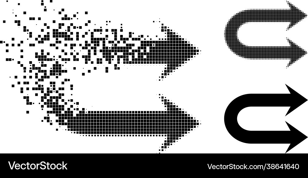Disintegrating and halftone pixel double right Disintegrating and halftone pixel double right Vector Image