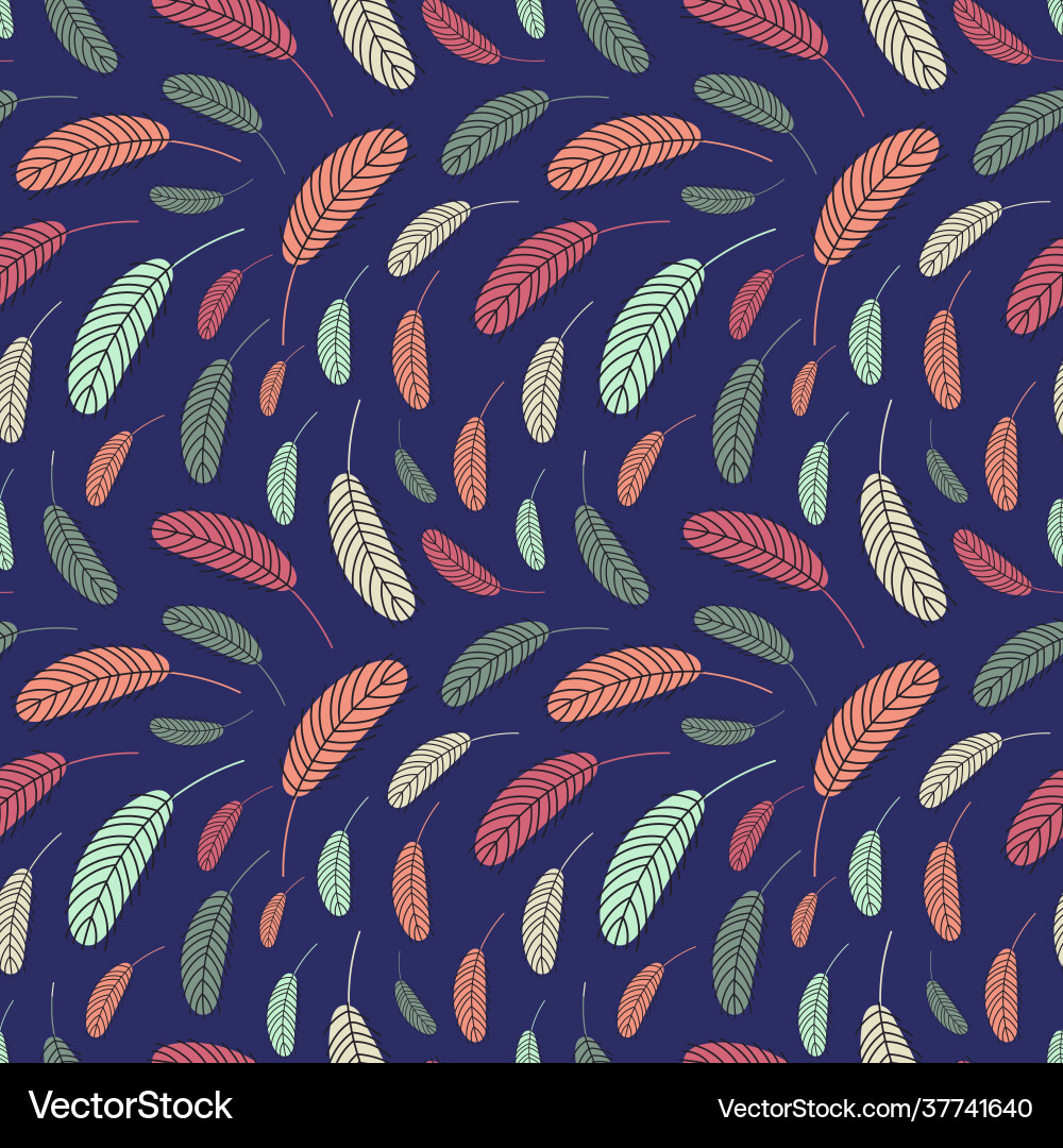 Feathers pattern boho Feathers pattern boho vector image