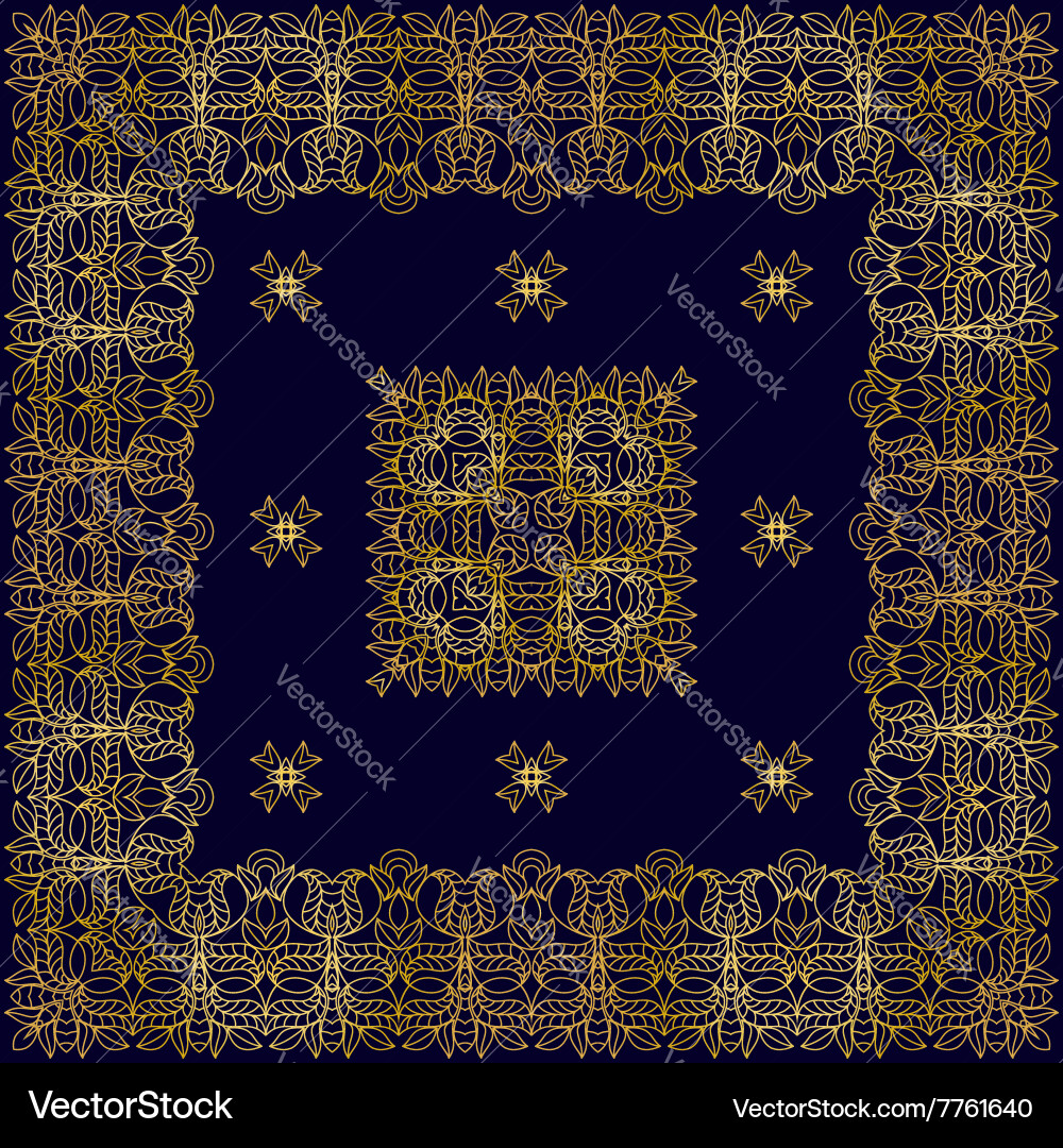 Frame with gold pattern on a blue background vector image