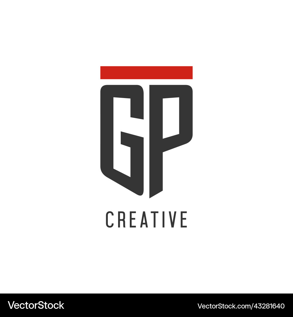 Gp initial esport logo with simple shield design Vector Image