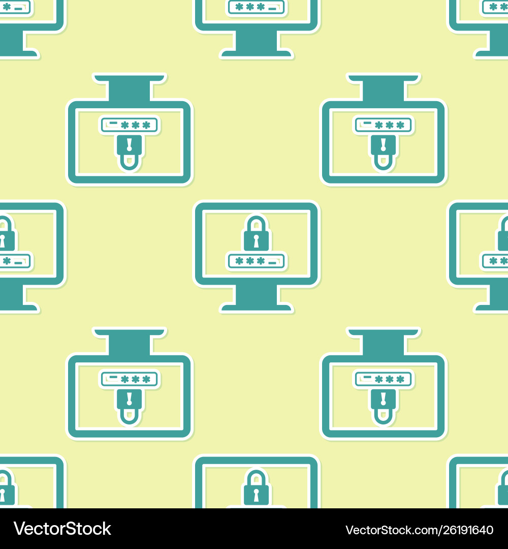 Green monitor with password notification and lock Green monitor with password notification and lock vector image