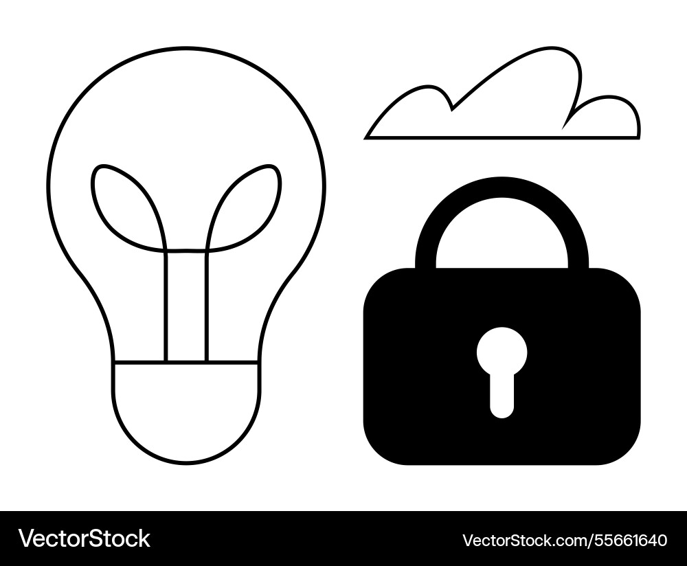 Lightbulb cloud and padlock representing Vector Image