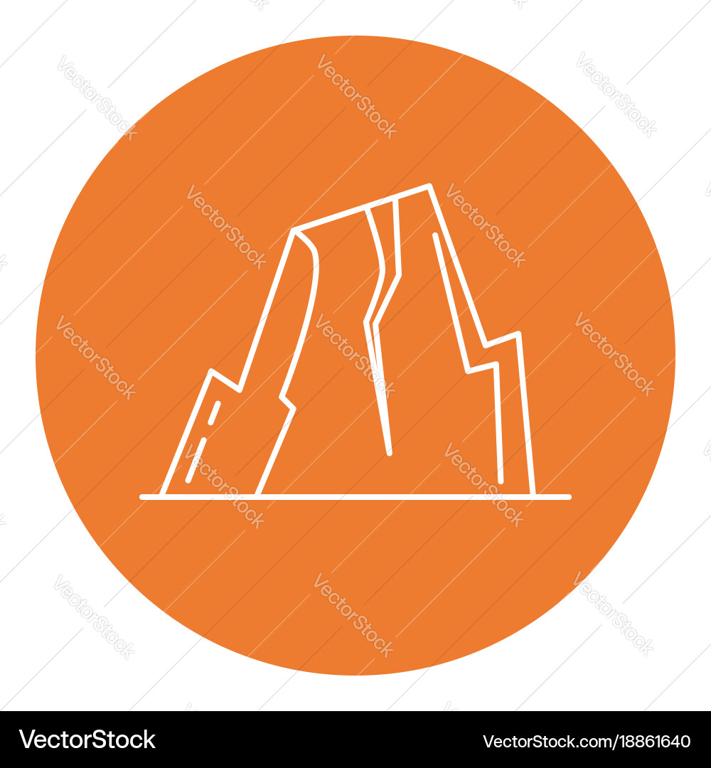 Mountain with ledges icon in thin line style vector image