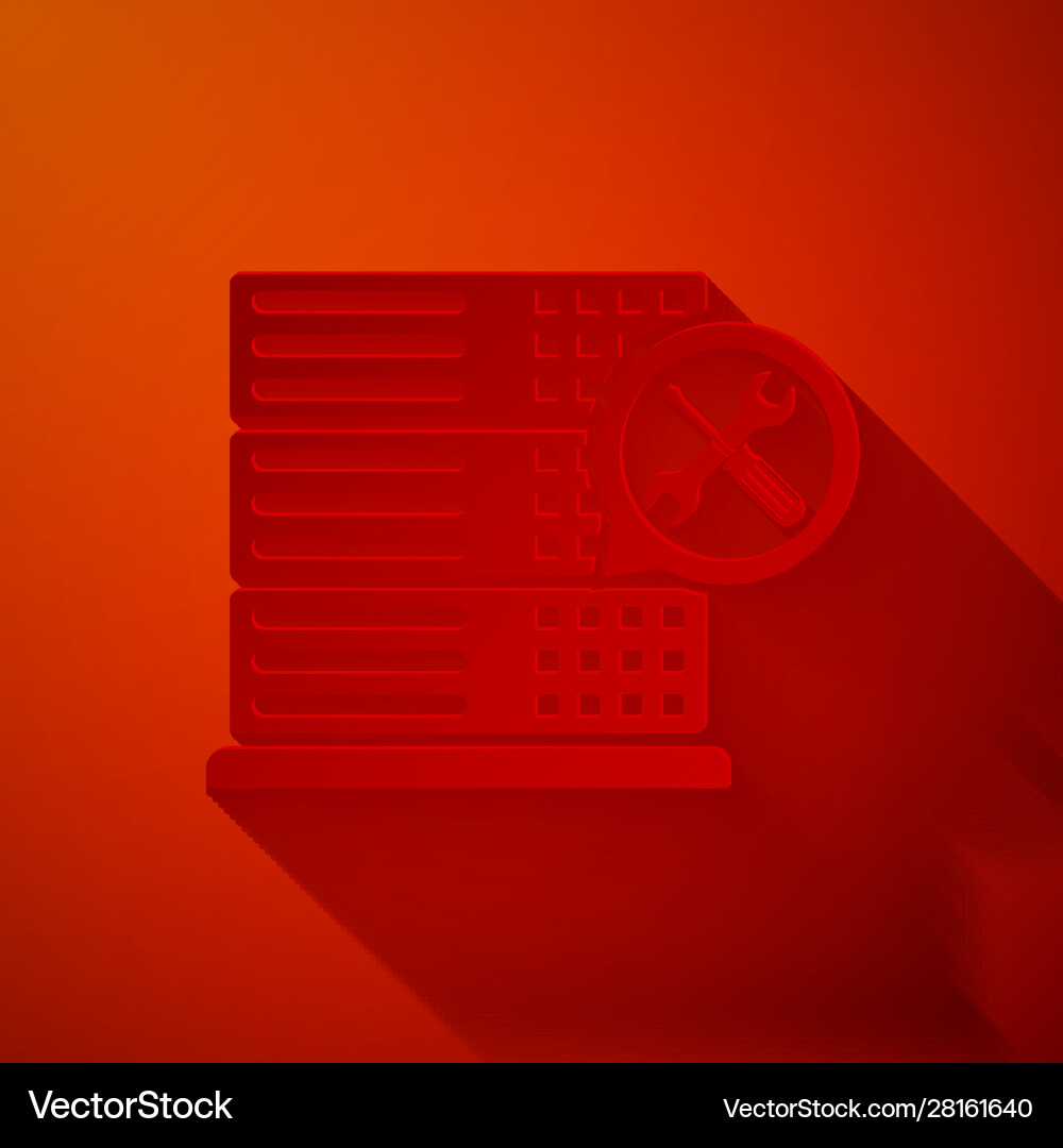 Paper cut database server with screwdriver Paper cut database server with screwdriver vector image