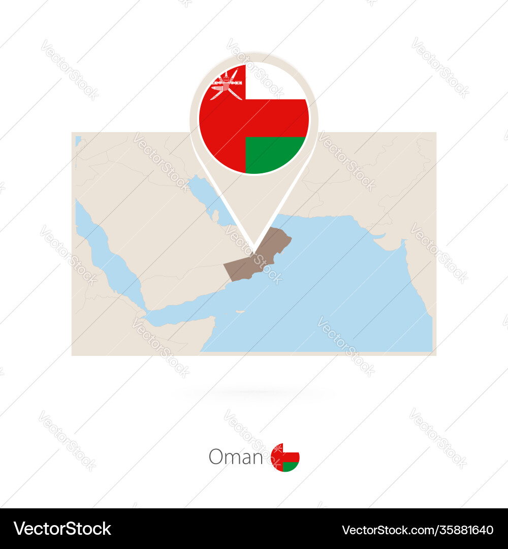 Rectangular map oman with pin icon Rectangular map oman with pin icon vector image