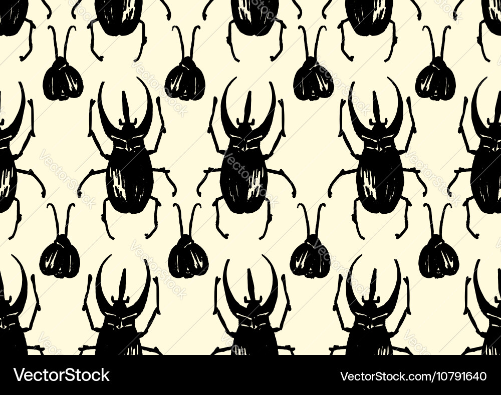 Repeating pattern made of sketched bugs vector image