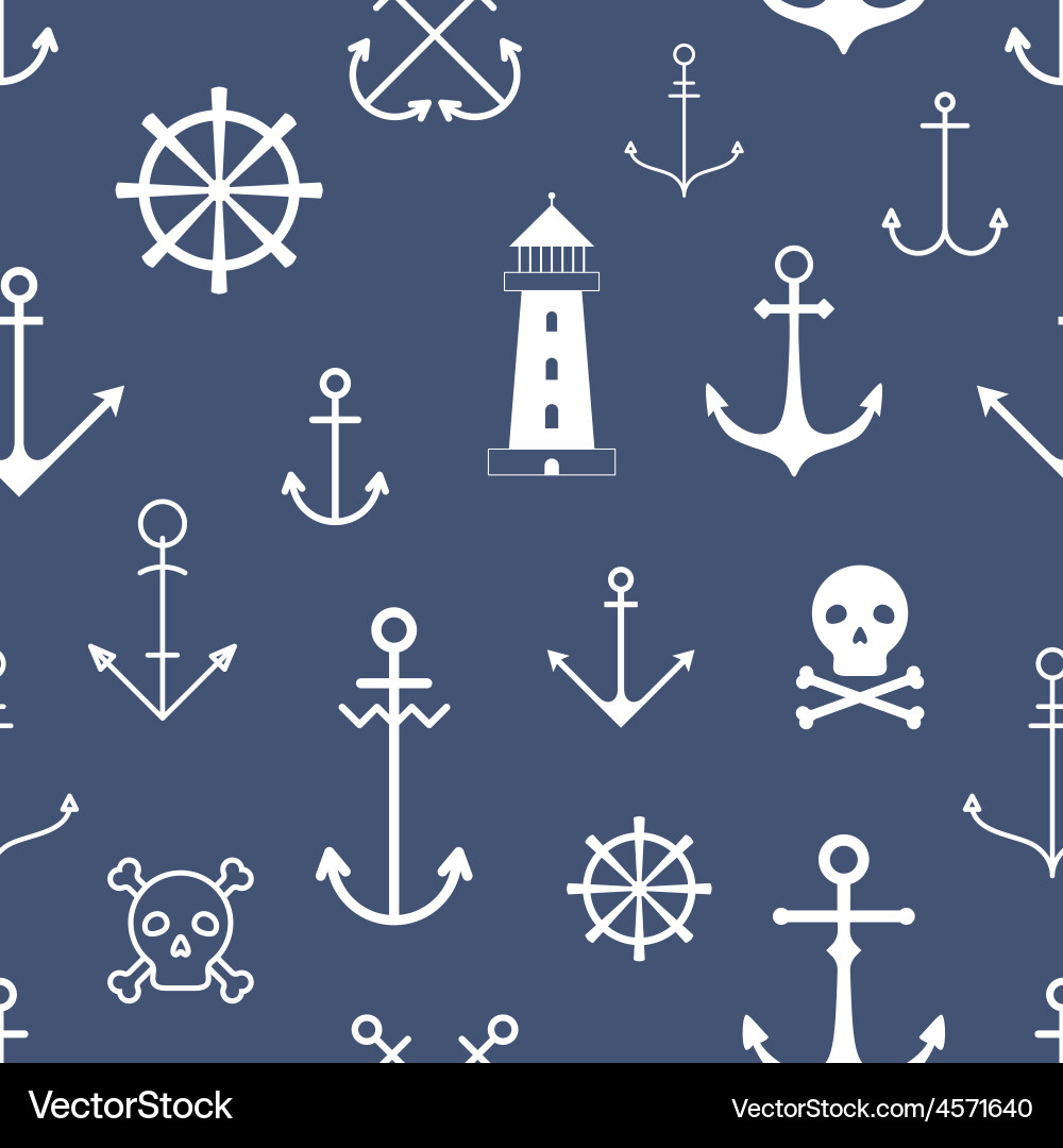Seamless pattern with nautical symbols Vector Image