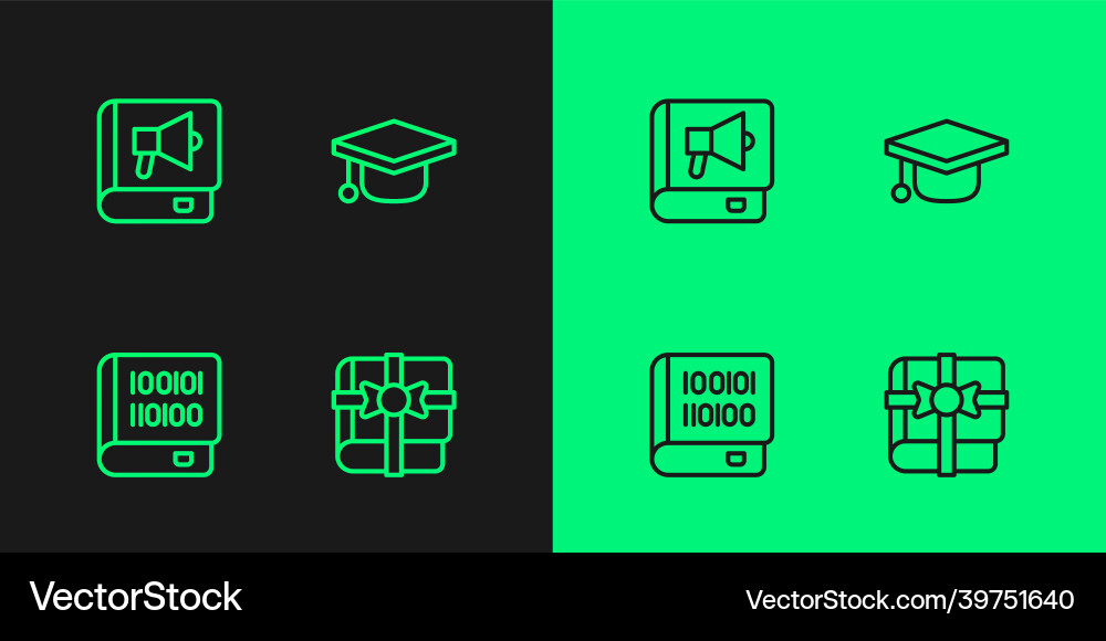 Set line book as a gift books about programming vector image