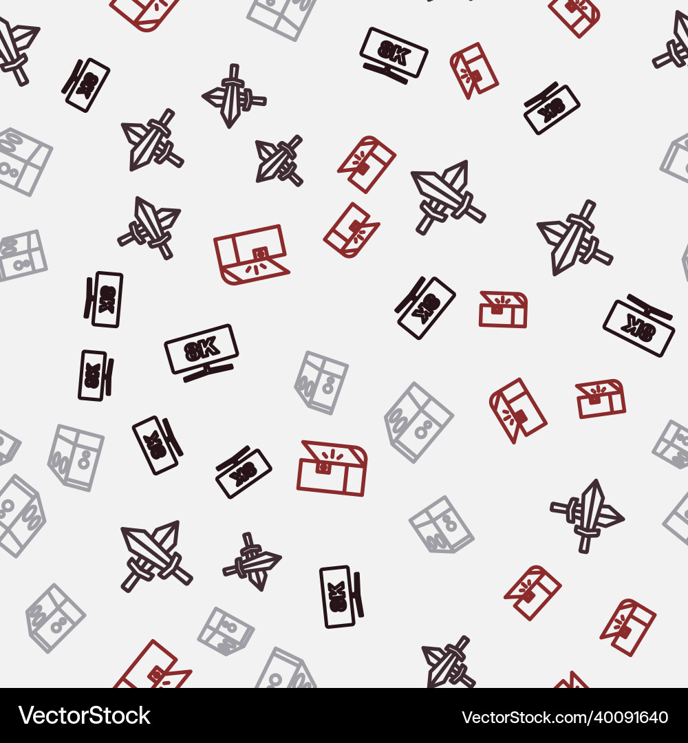 Set line computer monitor sword for game case vector image