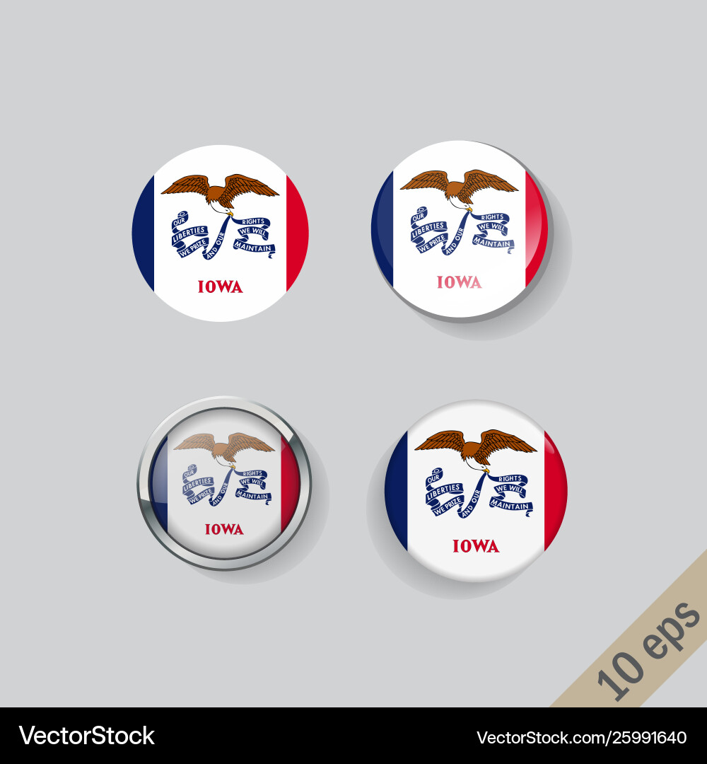 Set runde Tasten mit Bild iowa Zustand Set runde Tasten mit Bild iowa Zustand vektorbild