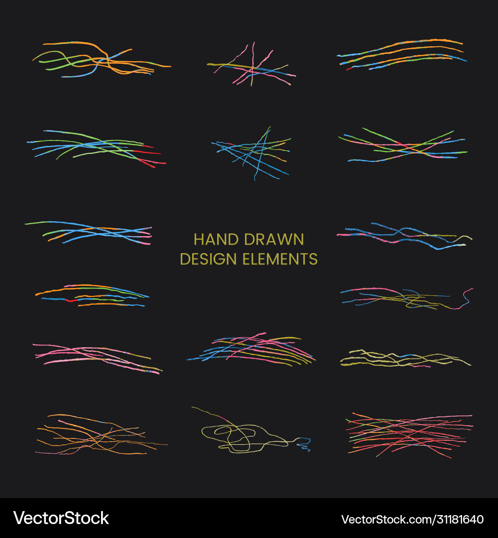 Set with doodle abstract round vector image